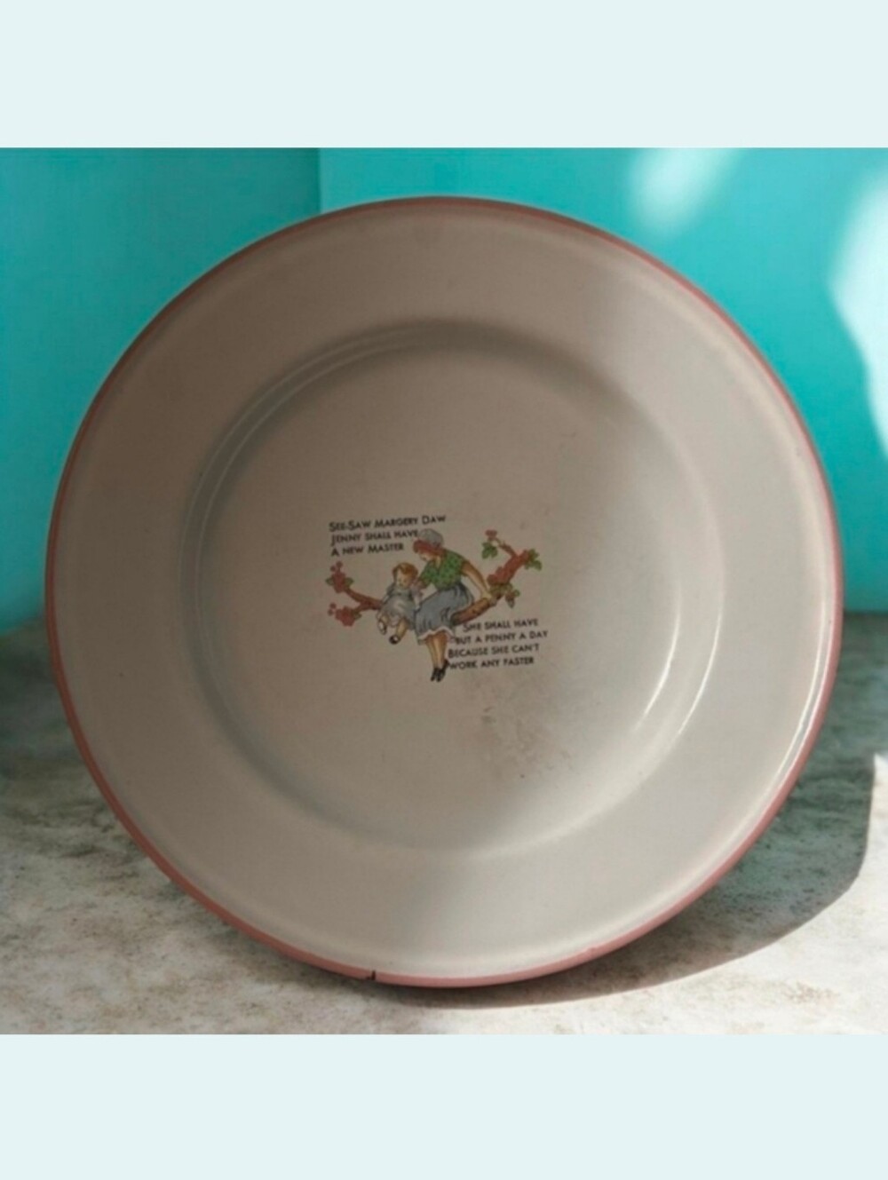 Vintage plate see-saw Margery daw